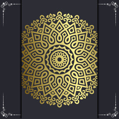 Luxury gold mandala ornate background for wedding invitation, book cover with mandala element style premium vector