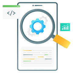 

App testing concept in gradient style, content searching concept 
