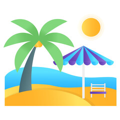 
Flat gradient vector of beach, summer holidays
