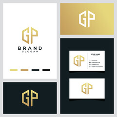 Fototapeta na wymiar Letter GP hexagon luxury logo concept vector template