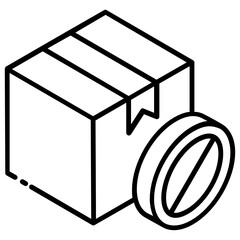 
Box with ban sign, icon of prohibited package
