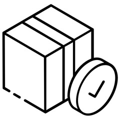 
Cardboard with tick mark, verified parcel icon
