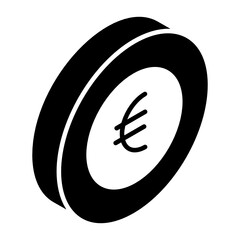 
Euro coin glyph isometric icon, metallic money vector 
