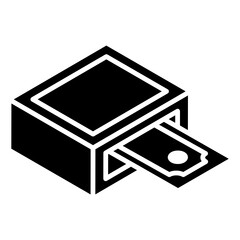 
Banknote coming out from atm machine depicting cash withdrawal icon
