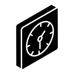 
Glyph isometric design of clock icon 
