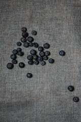 blueberries on gray tablecloth