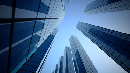 Perspective view, the skyscraper is directed to the sky.