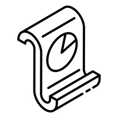 
Pie chart on folded paper, concept of business report icon
