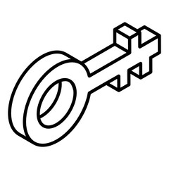 
Retro key icon in glyph isometric design 
