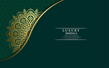 Luxury gold mandala ornate background for wedding invitation, book cover with mandala element style premium vector