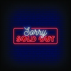 Sold Out Neon Signs Style Text Vector