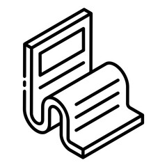 
An icon design of folded paper, glyph isometric style 
