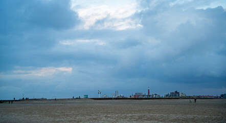 Fototapeta na wymiar Scene on the beach at Scheveningen, Netherlands 