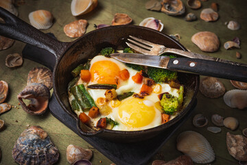 Fast food- still life- fried chicken eggs