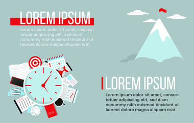 Abstract working and time management, goals and targets concept. Copy space. Deal and tasks are completed. Vector illustration. EPS 10