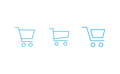 Shop cart icons collection. Supermarket trolley. E-commerce symbol. Online shopping.