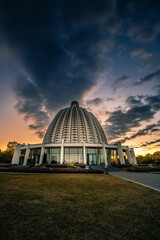 Fototapeta na wymiar Bahai Temple in Germany Hessen Hofheim at sunrise. Nice light and great photos