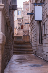 Fototapeta na wymiar Stairs in the ancient cityPhoto of Baku in cloudy weather