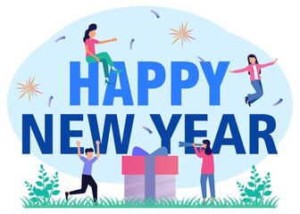 Illustration vector graphic cartoon character of new year