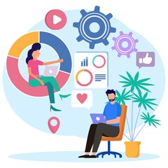 Illustration vector graphic cartoon character of business analysis