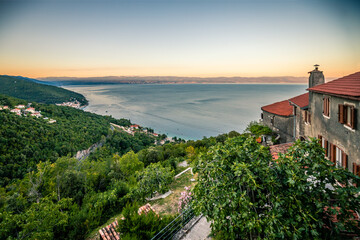 mountain village croatia moscenicka draga. Rovinj. Beautiful old streets and buildings in Istria on...