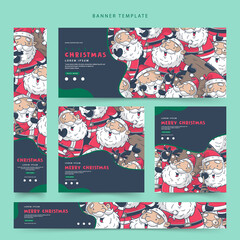 Fototapeta premium Set of Merry Christmas web banner template