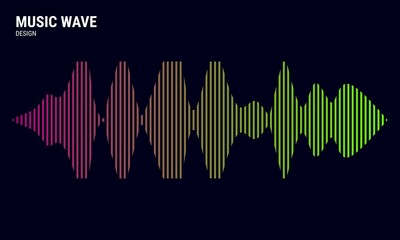 Music abstract background, colored in pink, yellow and green gradations. Equalizer for music. Vector Illustration