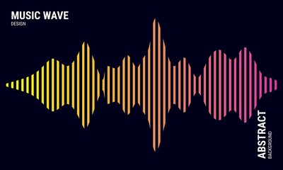 Music abstract background, colored in pink, and yellow gradations. Equalizer for music. Vector Illustration