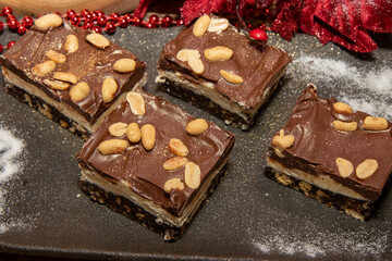 A delicious trey of Salted Peanut Nanaimo Bars, tasty festive Christmas treats
