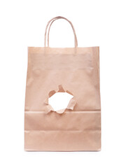 Paper bag with a torn hole