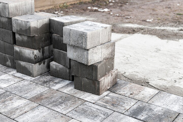 New gray paving slabs, background photo