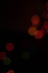 Blur bokeh circle on black background at night