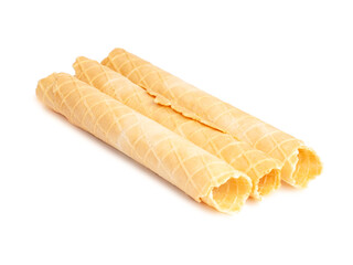 Waffle rolls snack stick isolated on the white