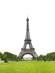 Fototapeta premium Eiffel Tower in Paris isolated on white background for text writing and design.