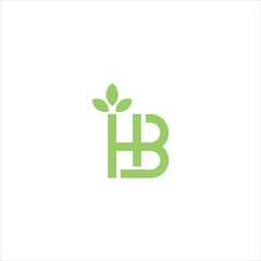 Initial HB Letter Logo Design Vector with Life Green Leaf Illustration