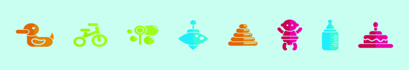 set of baby element cartoon icon design template with various models. vector illustration isolated on blue background