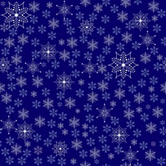 Fototapeta na wymiar White snowflake on blue pattern for print textile