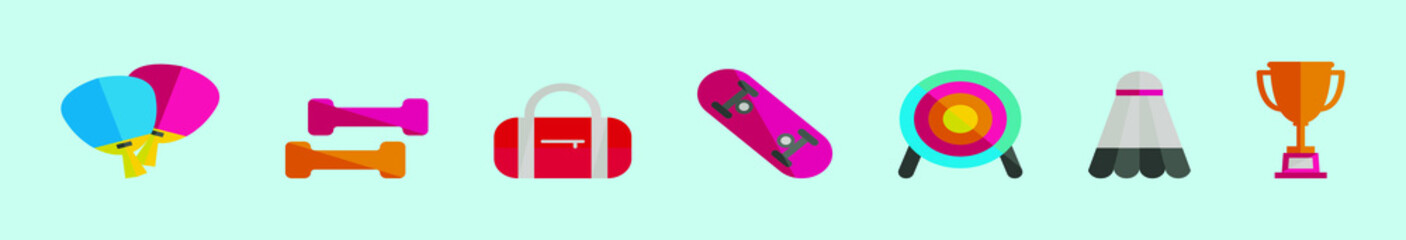 set of sports and athletic cartoon icon design template with various models. vector illustration isolated on blue background