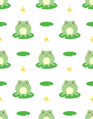 Fototapeta premium seamless pattern with cute frog, vector illustration