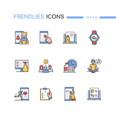 Healthcare mobile app - line design style icons set