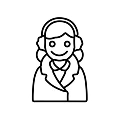 Lady wearing earmuffs winter clothes line icon