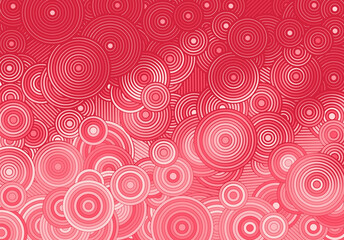 Abstract pink background with circles and lines of various widths in romantic optical illusion style.