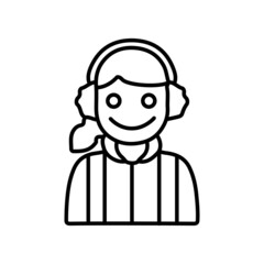 Girl with a smile in winter clothes line icon