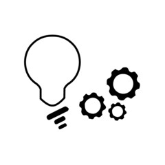 Implementation Icon Vector. Light Bulb Gear Circular Arrows Symbol (Logo).
