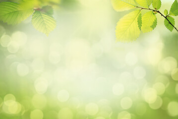 Blurred nature background with green tree leaves