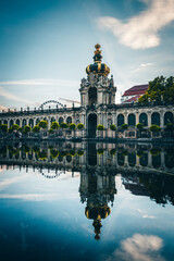 The Zwinger in Dresden in the morning. Nice shot from the edging and famous historical building...