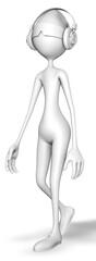 Man Walk Headphones 3d Character 3D Render