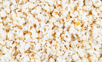 Close up of tasty yellow Popcorn texture background