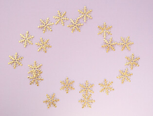 Frame of golden snowflake .New year and christmas concept, template for card