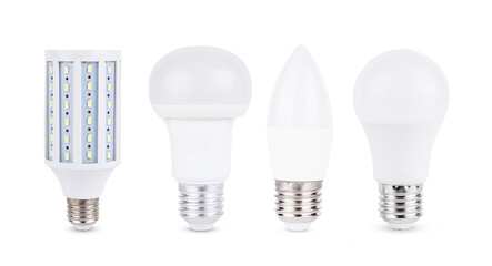 set of LED light bulbs isolated on white background